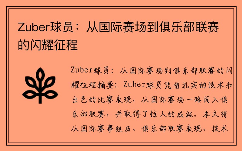 Zuber球员：从国际赛场到俱乐部联赛的闪耀征程