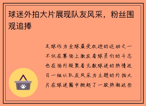 球迷外拍大片展现队友风采，粉丝围观追捧